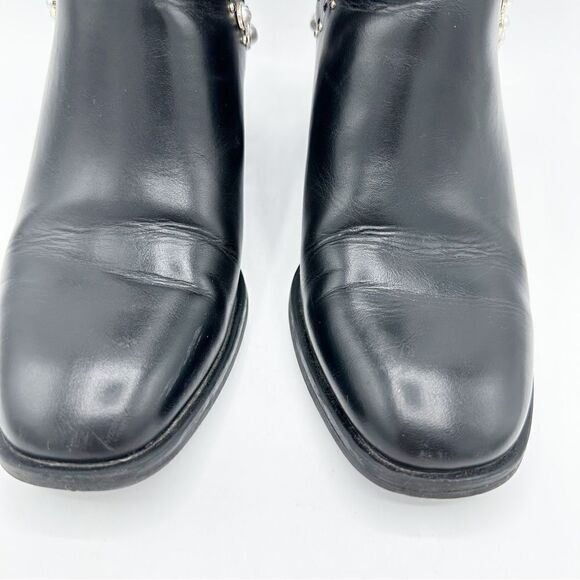 Zara Pearl and Stud Black Botin Mid‎ Heel Ankle Boots 37 US 6.5 - Picture 5 of 14